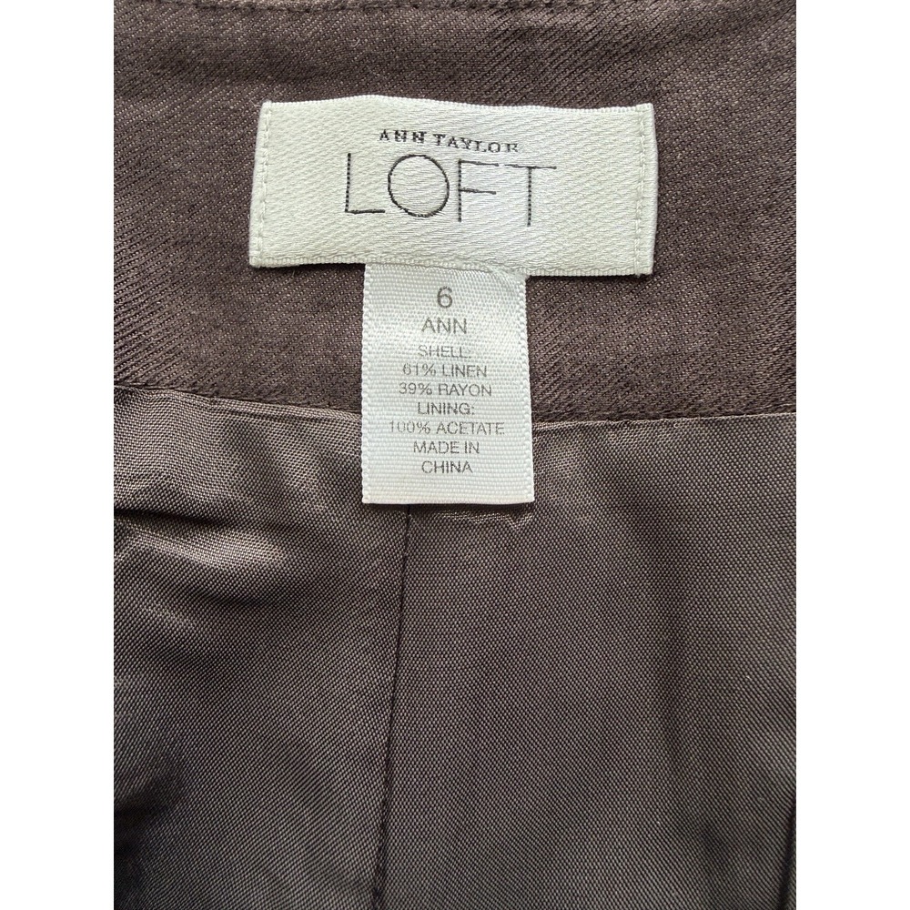Ann Taylor LOFT "Ann" Pants Women's 6 Brown Linen Blend Lined - Picture 12 of 13